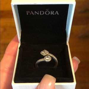 PANDORA Abstract Elegance Ring, Clear CZ